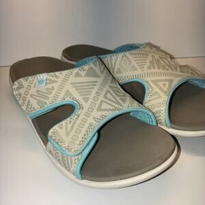 Spenco Total Support Womens 6 Orthotic Sandals Khaki Tribal Slide